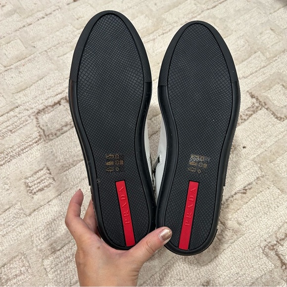 NIB Authentic Prada Nappa Sports Laceup High Top Leather Sneakers White 38 - Picture 10 of 11